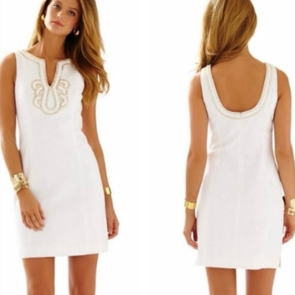 Lilly Pulitzer Janice Shift Dress -Resort White! Bridal, Engagement Party - Sz 2 - Picture 4 of 13